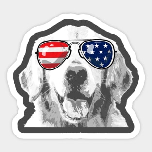 Patriotic Golden Retriever Dog 4th Of July Sticker